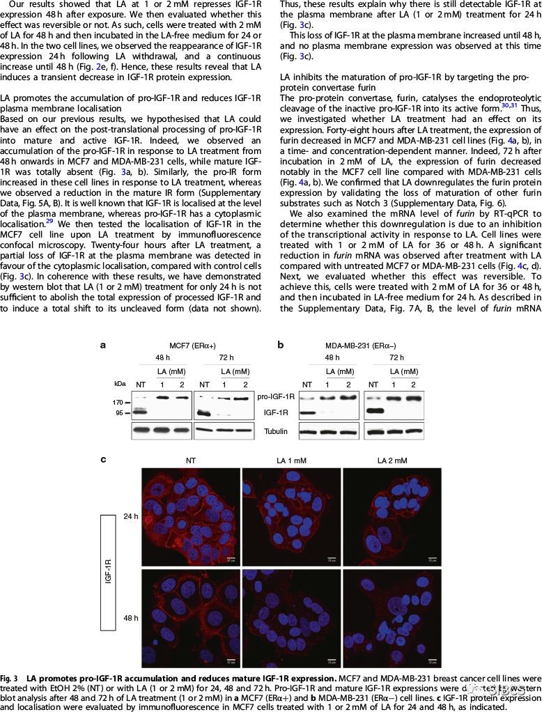 y inhibiting the maturation of igf-1r via the down
