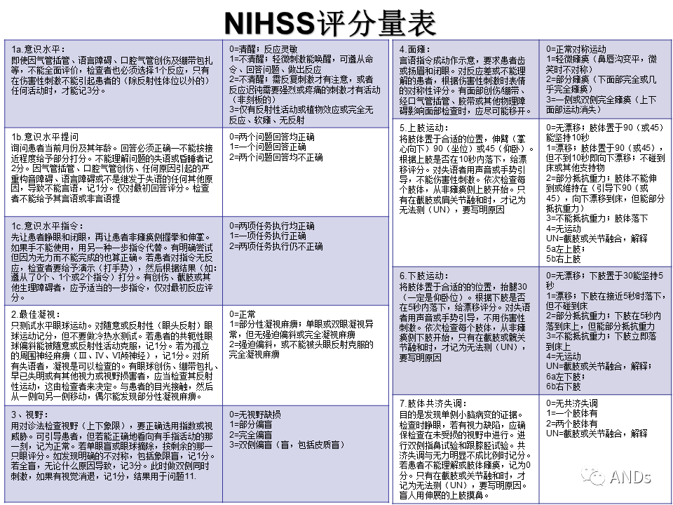 NIHSS卒中量表图片