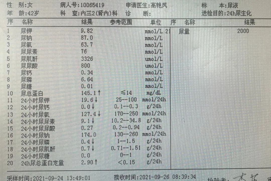 尿毒症化验单图片